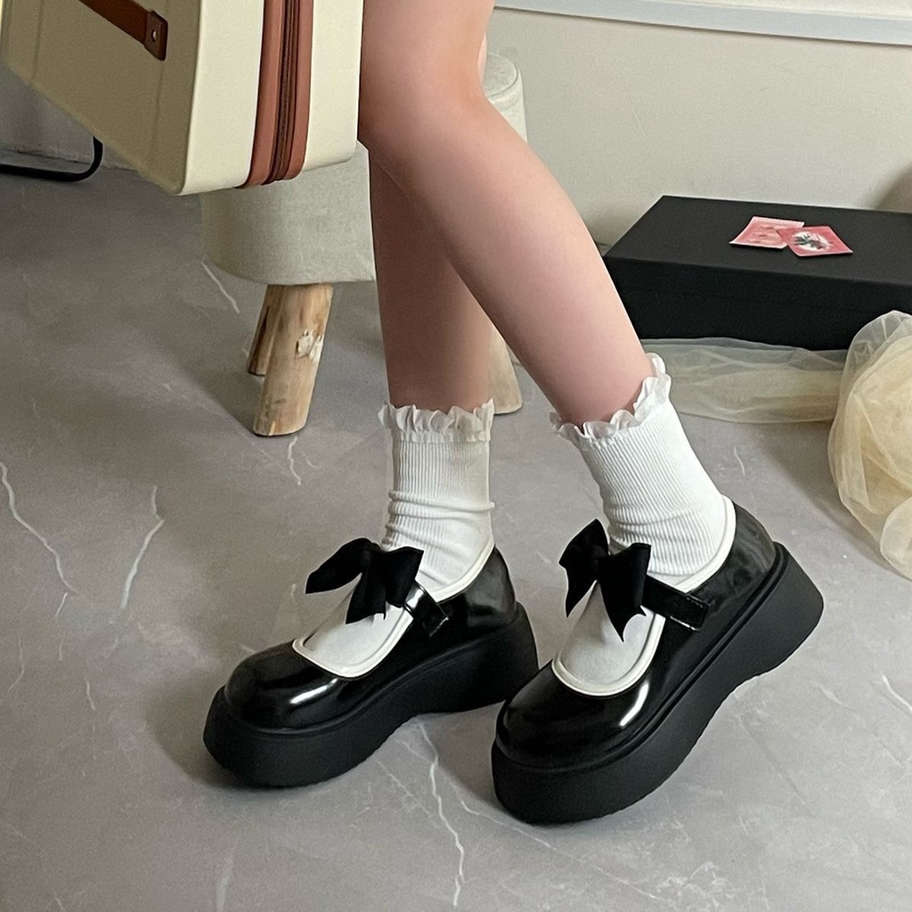 HHH Giày Mary Jane Lolita đế cao 4cm Giày Búp Bê Đế da mềm đế êm thời trang 2023NEW Cho Nữ