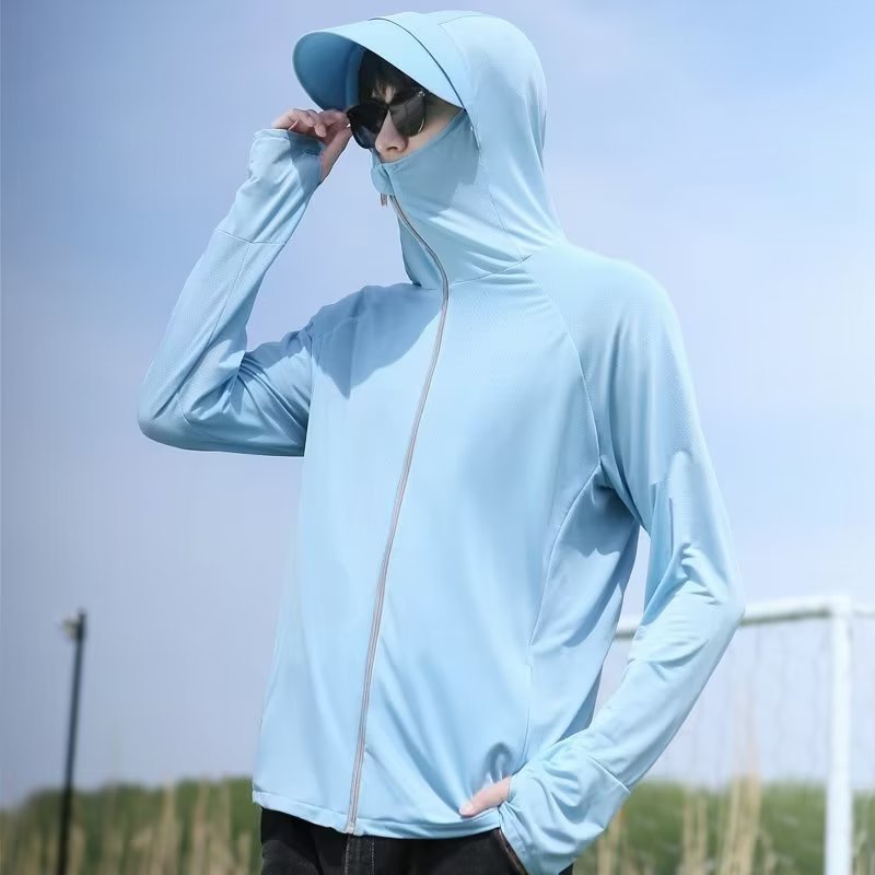 M-8xl áo sơ mi chống nắng có mũ trùm đầu đơn giản dành cho nam giới plus size áo chống nắng hoodie causal lỏng tay áo dài