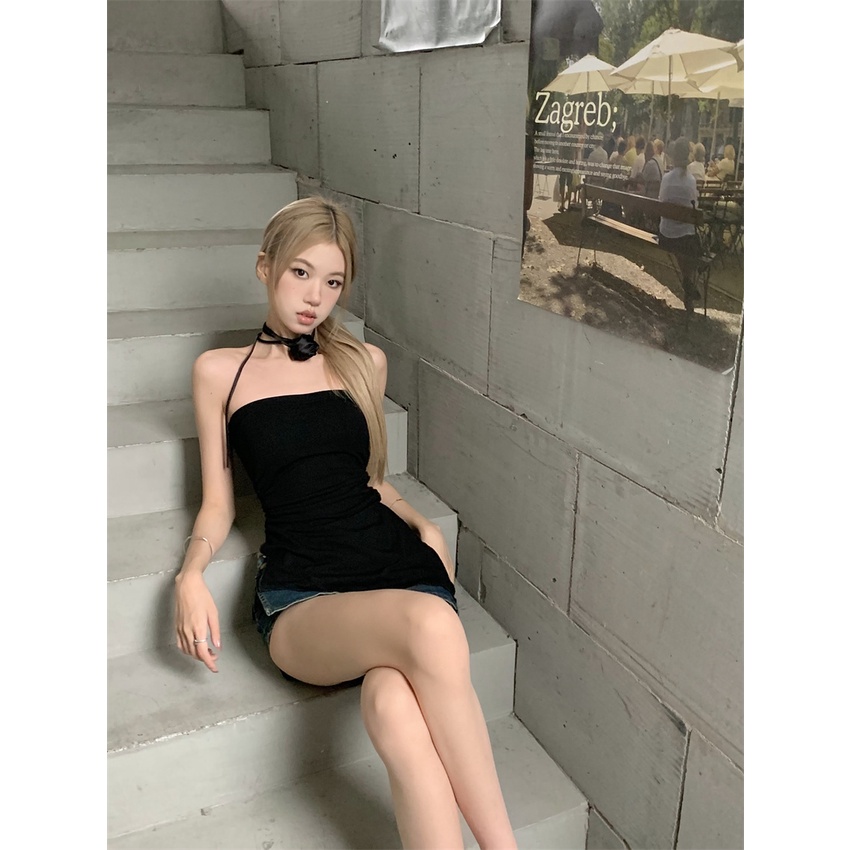 Áo Hai Dây Dáng Ngắn Phong Cách Hàn Quốc Thời Trang Quyến Rũ Cho Nữ