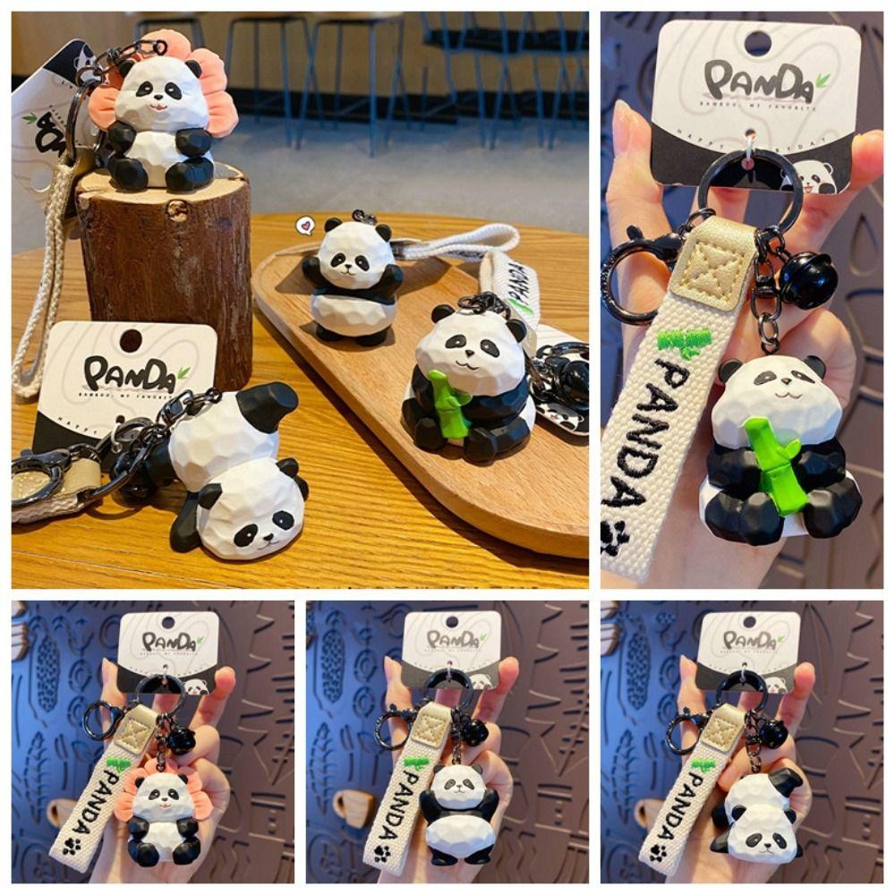 September resin panda doll keyring, animal doll resin, mặt dây chuyền xe hơi phụ kiện túi mô phỏng hoạt hình panda