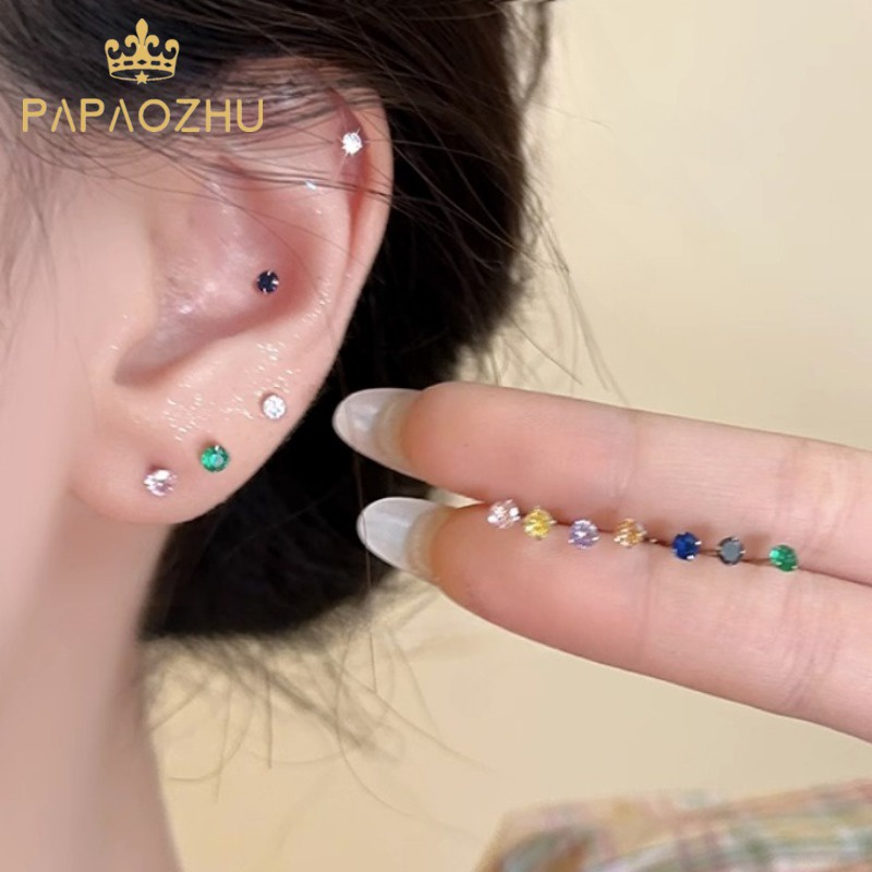 Khuyên Tai Bạc s925 Đính Đá Zircon Lấp Lánh Thời Trang Cho Nam Nữ