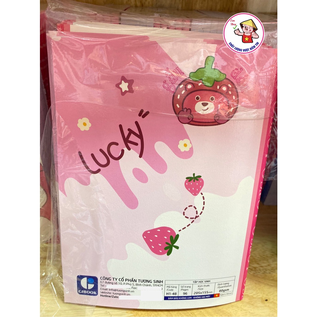 TẬP HỌC SINH GẤU DÂU LOTSO H1-48 (GIBOOK) CARO ( 96T-80GSM )
