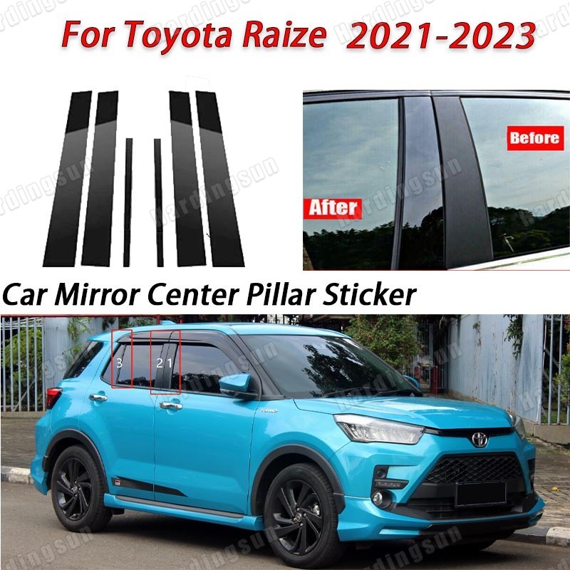 Toyota raize màu đen bóng cửa sổ ô tô trung tâm cột b c trụ cột đăng nhãn dán trang trí gương trang trí phim cho raize 2021 2022 2023 phụ kiện