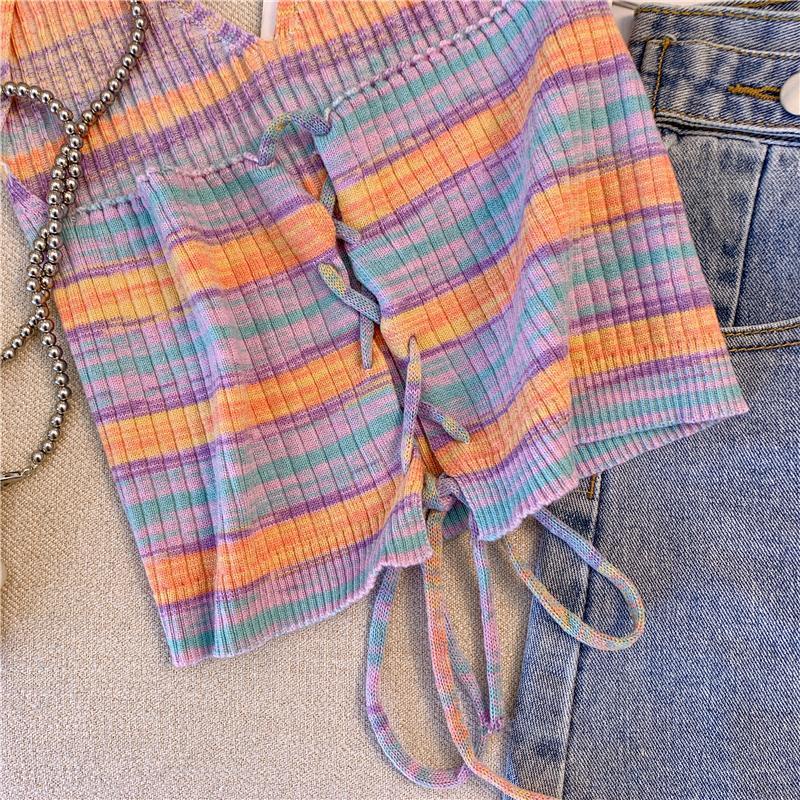 Áo Hai Dây Dệt Kim Họa Tiết Kẻ Sọc Thời Trang Mùa Hè Quyến Rũ Cho Nữ