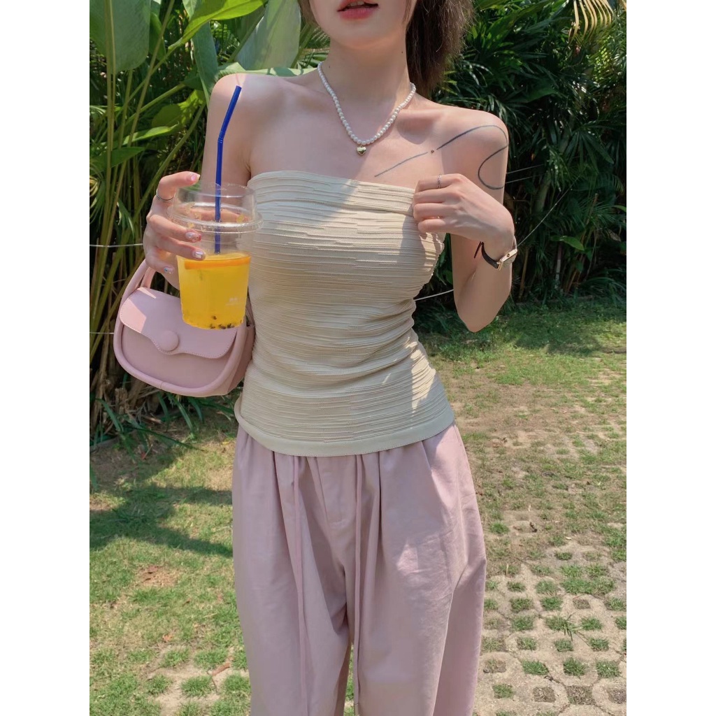 Áo quây ngực form baby tee chất vải cotton xốp dáng thời trang mùa hè quyến rũ cho nữ MA087 Pinkee