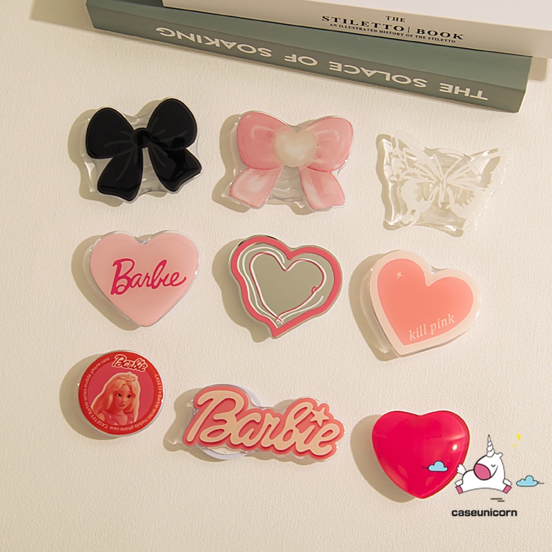 Ins fashion pretty barbie giá đỡ điện thoại đứng gấp ngón tay tay cầm điện thoại phim hoạt hình dễ thương trái tim tình yêu giá đỡ có thể mở rộng