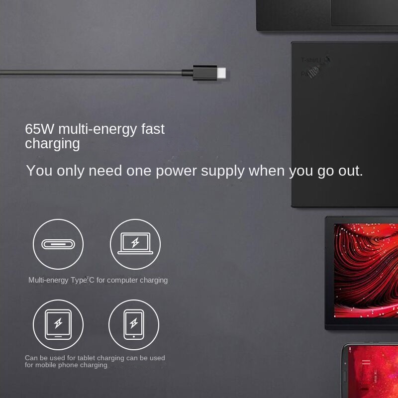 Lenovo thinkplus young lipstick power 65w adapter điện thoại di động máy tính bảng máy tính xách tay pd bộ sạc nhanh type-c