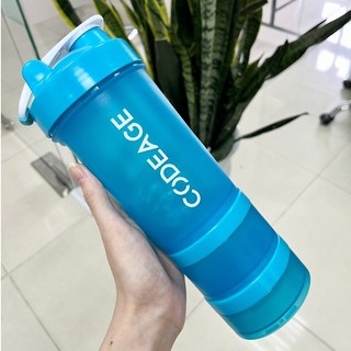 Bình Lắc Codeage, Bình Shaker Codeage, Bình Nước Tiện Dụng Codeage 3 Ngăn Đựng Bột Và Thuốc 500ml