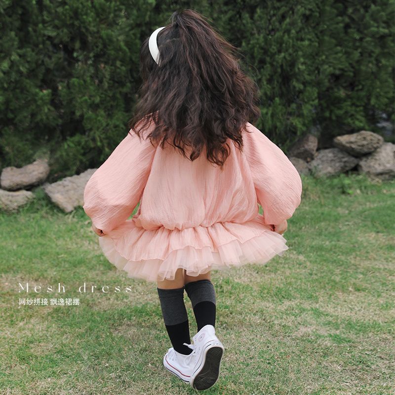 Váy cho bé gái 2023 trẻ em mới thời trang váy vải tuyn công chúa màu hồng