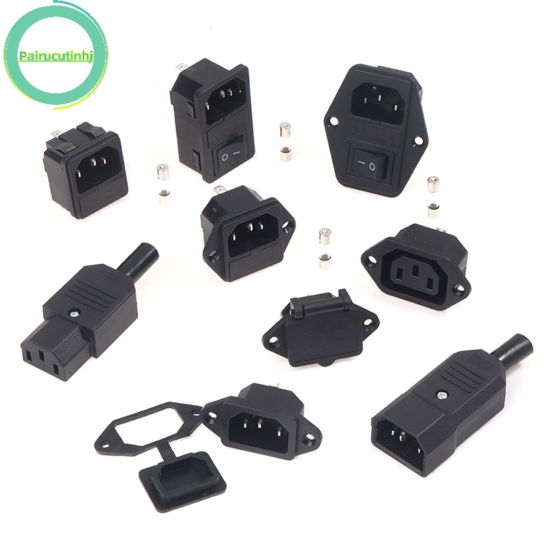 Pairhj black ac male plug female plug đầu nối nguồn mong muốn 3 pin socket vn