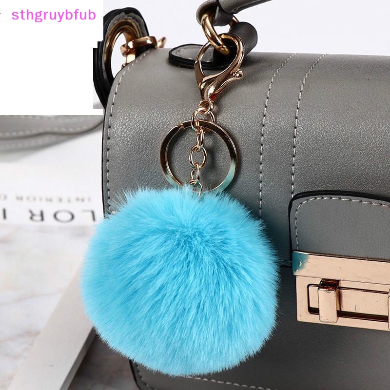 Sthb 8 cm chìa khóa dễ thương mềm mại lông thú móc khóa fluffy key chains trinkets pom pom keyring women bag mặt dây chuyền trang sức chuỗi chìa khóa ch vn