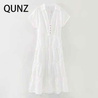 Đầm midi QUNZ hở lưng dập lỗ thời trang 3443
