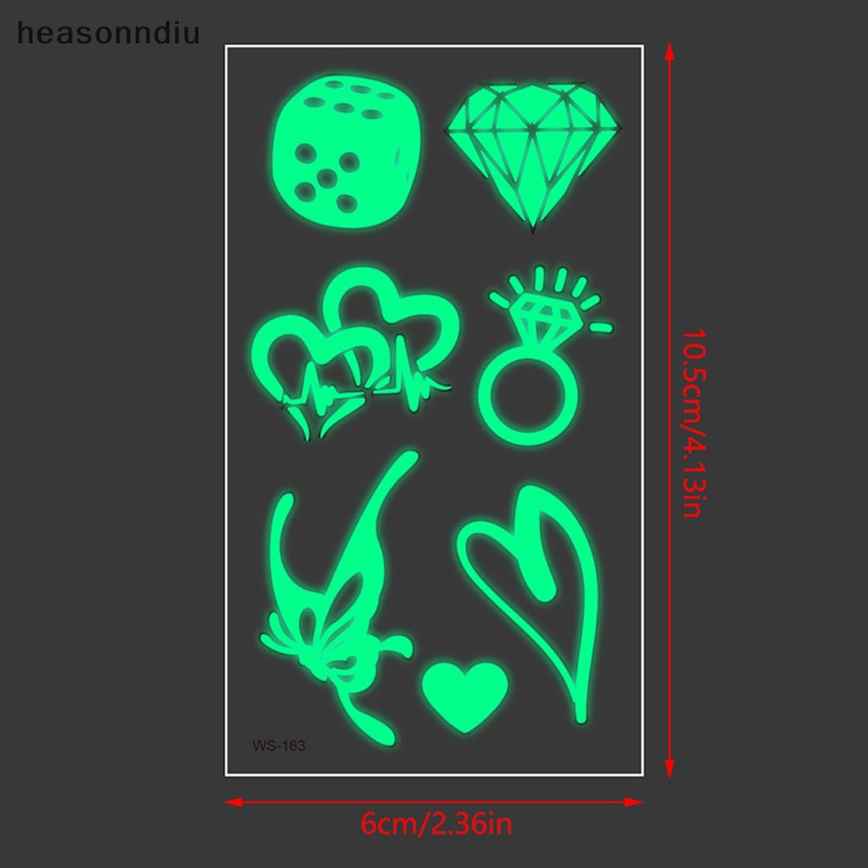 Heasonndiu phụ nữ phát sáng hình xăm tạm thời sticker fake tatoo body art waterproof vn
