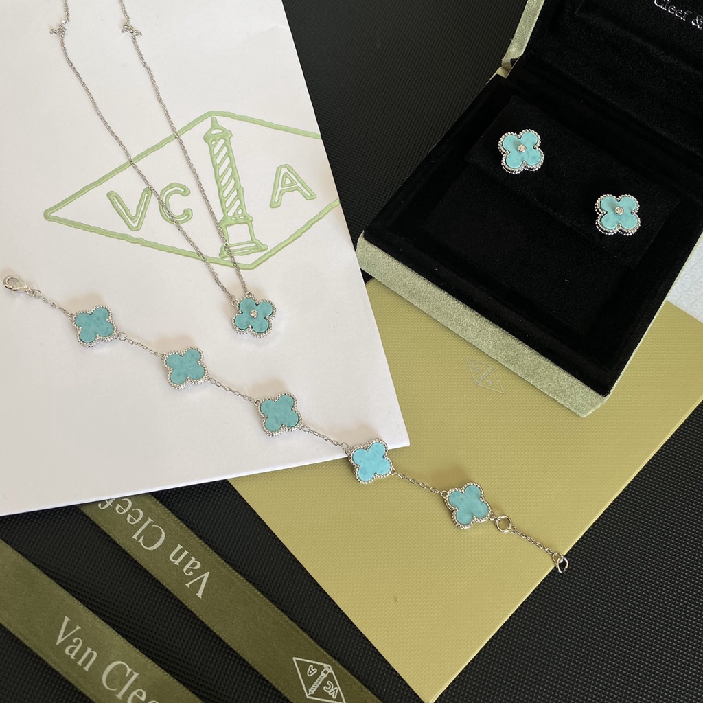 Van cleef & arpels Bông Tai Bằng Thép Titan Hình logo Chữ Cái Cho Nữ
