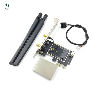 Thẻ không dây ngff m2 sang pci-e pcie bộ chuyển đổi bluetooth để bàn với ăng ten ac cho intel ax200 9260ac 8265ngw