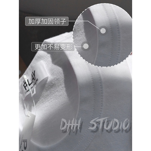 Play 220g fashion brand love cotton T-shirt Baoling black heart embroidery men's and women's play short sleeves