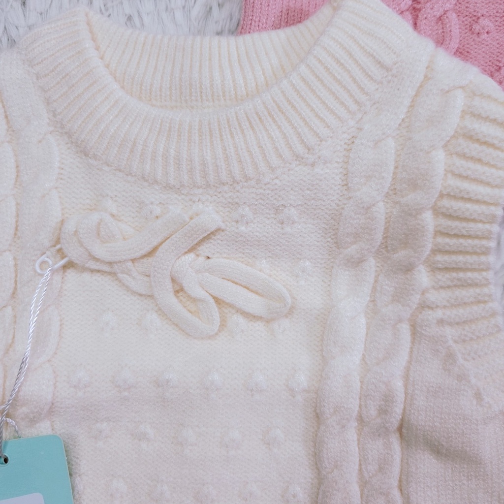 Áo gile len sơ sinh quảng châu mùa đông cổ tròn chui đầu mềm mịn co giãn cho bé gái 5-10kg 6428