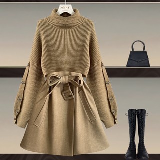 Autumn winter suit women two-piece suit autumn gentle style wear women new style phiên bản hàn quốc thời trang sang trọng áo len ngắn vest suit skirt two-piece suit girls quần áo