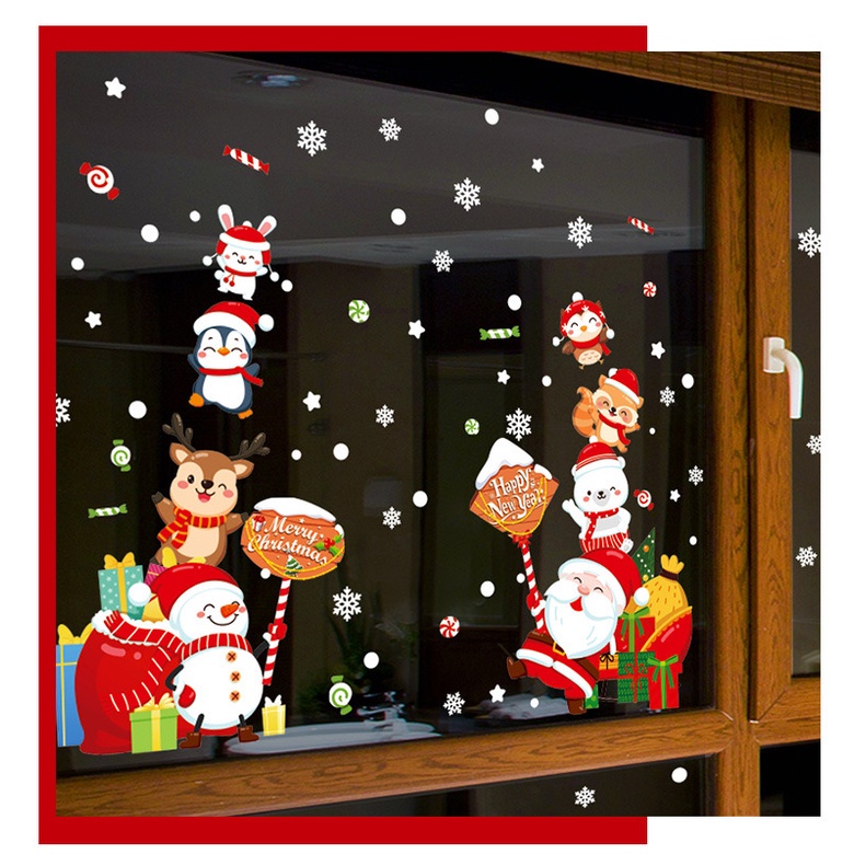 Decal dán tường trang trí Noel - Noel cùng các ban cầm bảng đón giáng sinh vui nhộn