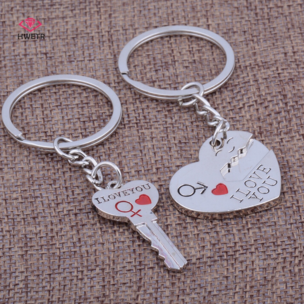 Hwetr 2 cái thời trang tình yêu trái tim vòng chìa khóa keyfob cặp đôi móc khóa lãng mạn quà tặng người yêu mới
