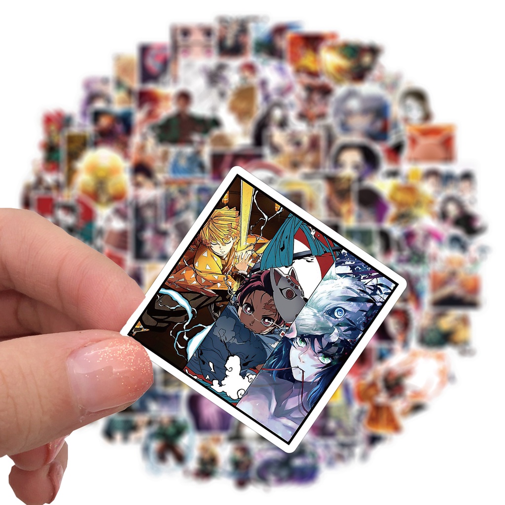 100 cái anime demon slayer: kimetsu no yaiba the movie: mugen train stickers cho mũ bảo hiểm xe đạp tài khoản tay bút chì hộp đề can lanlanstickersworld