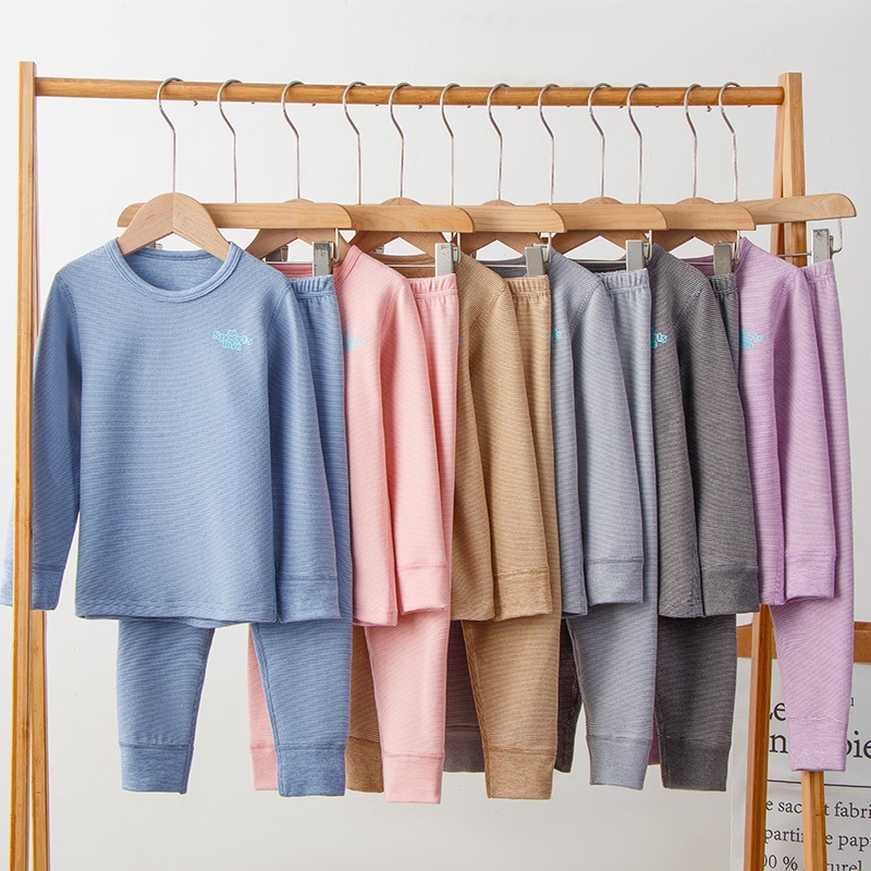 Bộ đồ ngủ dành cho thanh thiếu niên 110-180cm dralon bé trai bé gái sọc dài tay loungewear set cho mùa thu đông