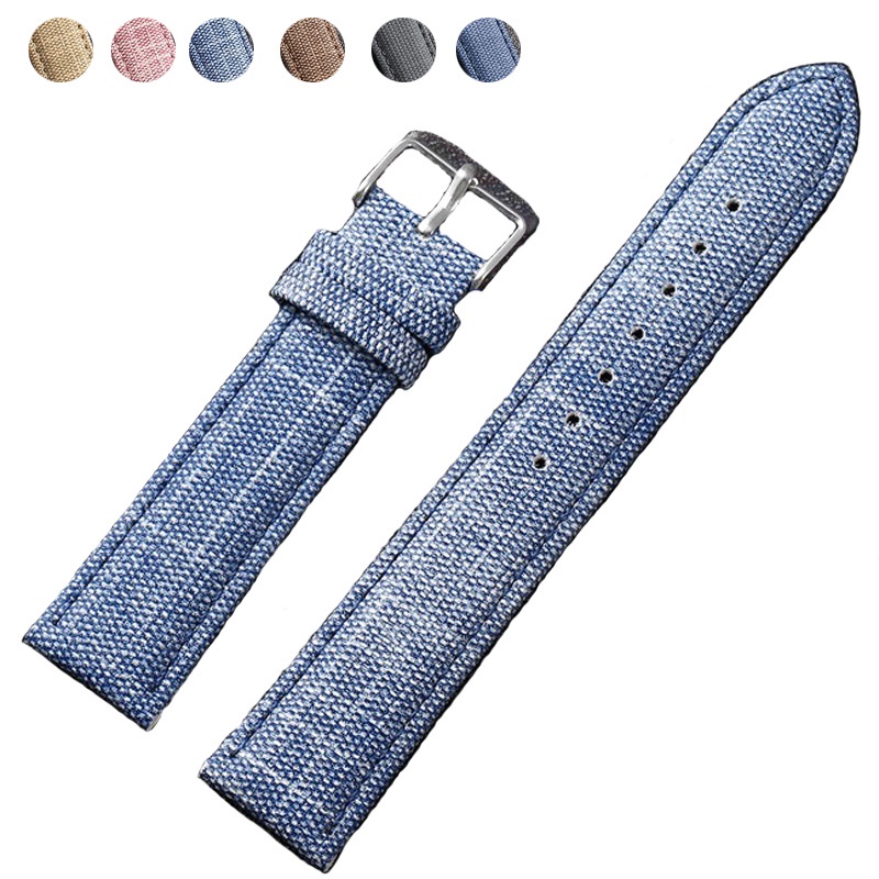 Dây da bằng vải 10mm 12mm 14mm 16mm 18mm 20mm 22m phụ kiện dây đeo đồng hồ màu đen chất lượng cao dây đeo đồng hồ màu nâu cho cao bồi
