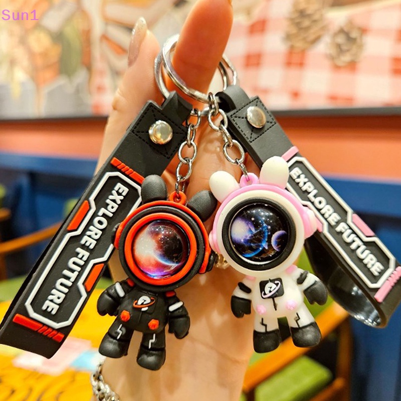 Sun1> cartoon rabbit keychain dễ thương phi hành gia thỏ búp bê chìa khóa túi mặt dây chuyền cặp đôi xe chìa khóa túi sáng tạo phụ kiện quyến rũ tốt