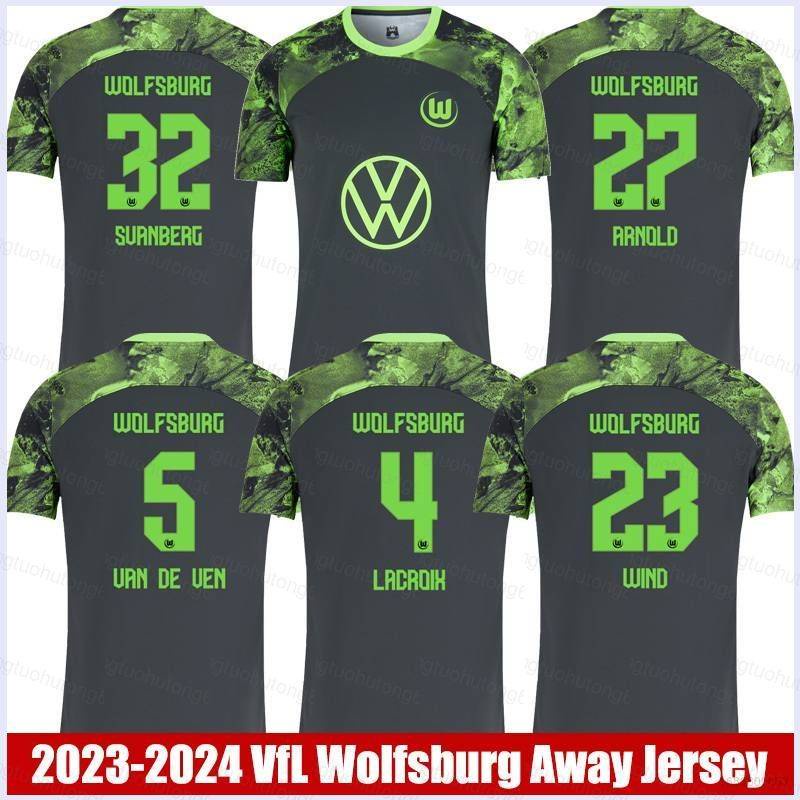 Bhs 2023-2024 vfl wolfsburg away jersey lacroix vandeven arnold svanberg wind football tshirts plus size bsh