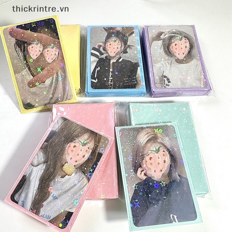 Thi 50 cái / gói glittery star coloured kpop idol photocard card sleeves photo cards túi lưu trữ bảo vệ vn