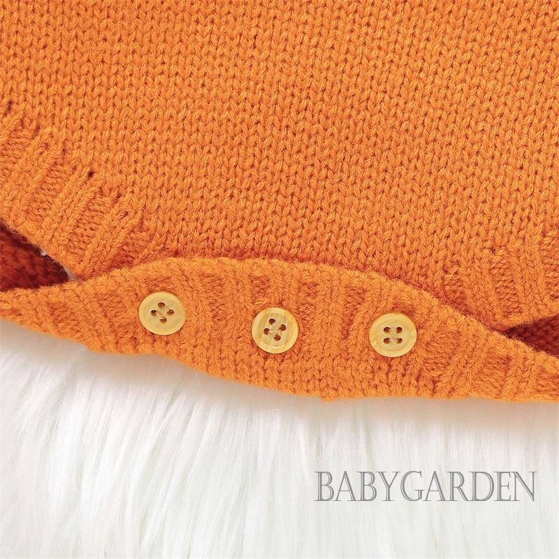 Baga-trẻ sơ sinh treo quần áo romper halloween bí ngô in không tay dệt kim quần áo dễ thương