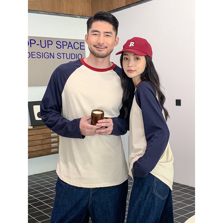 Bộ Áo Thun Tay Dài Cổ Tròn Màu Sắc Tương Phản Thời Trang Mùa Thu Mới 2023 Dành Cho Gia Đình