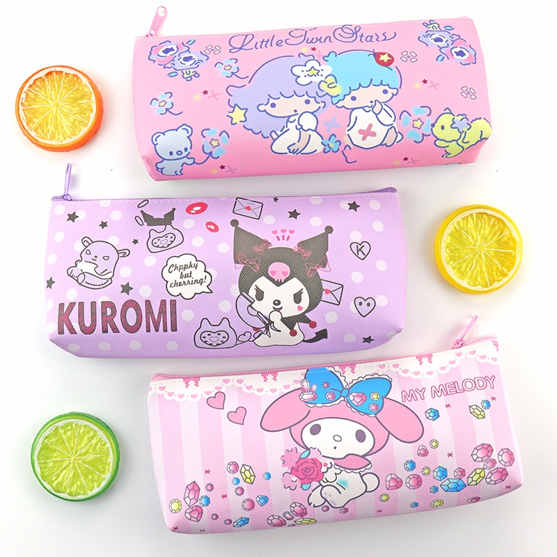 Sanrio Túi Đựng Bút Bằng pu Một Lớp Họa Tiết kuromi Dễ Thương Cho Bé Gái