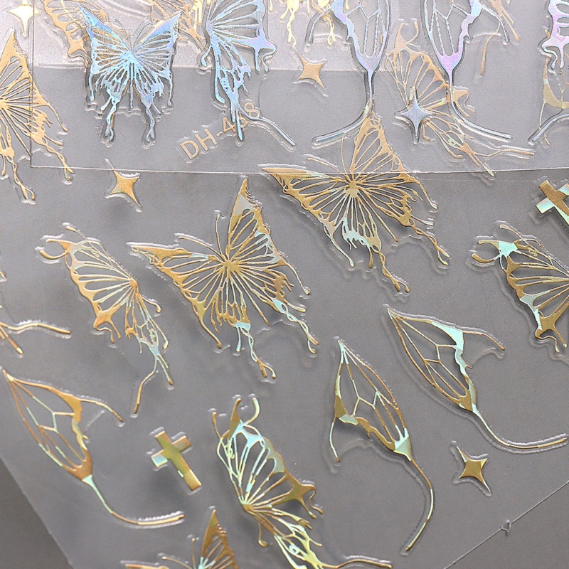 Richh Set 6 Tấm Sticker Dán Móng Nghệ Thuật diy Hình Bướm