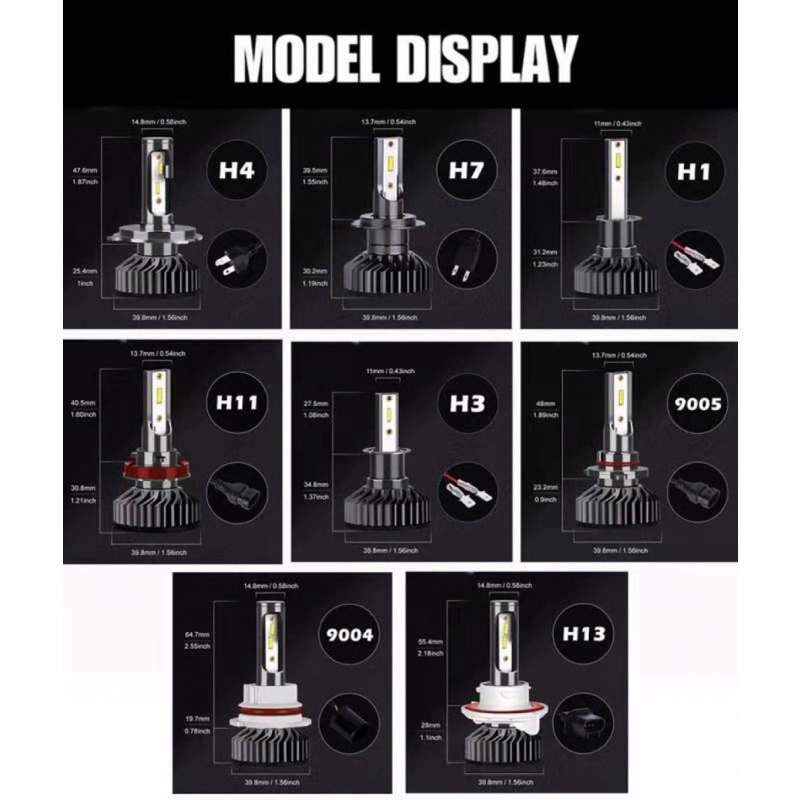 1 Cặp Đèn Pha LED 26000lm H4 H7 H11 H27 9005 Hb3 9006 Hb4 H1 3000k 4300k 6000k 8000k 110w 12v Chuyên Dụng Cho Xe Hơi