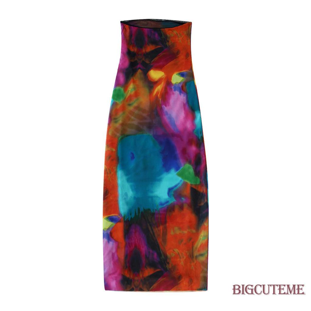 Đầm Dài Không Tay Hở Lưng Nhuộm Màu Thời Trang Mùa Hè Cho Nữ