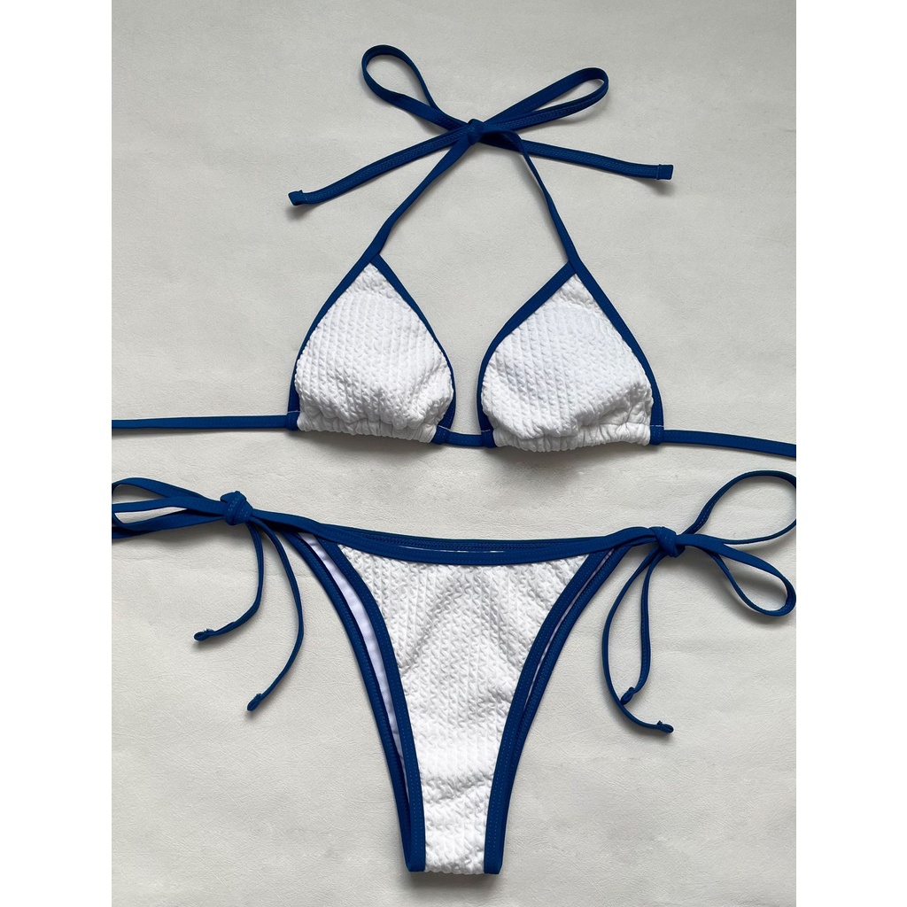 Bikini Hai Mảnh Màu Sắc Trắng Xanh