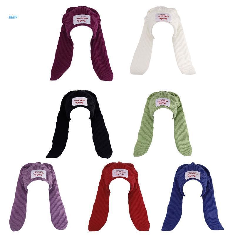 Mũ beanie Dệt Kim Đính Tai Thỏ Dài Ngộ Nghĩnh