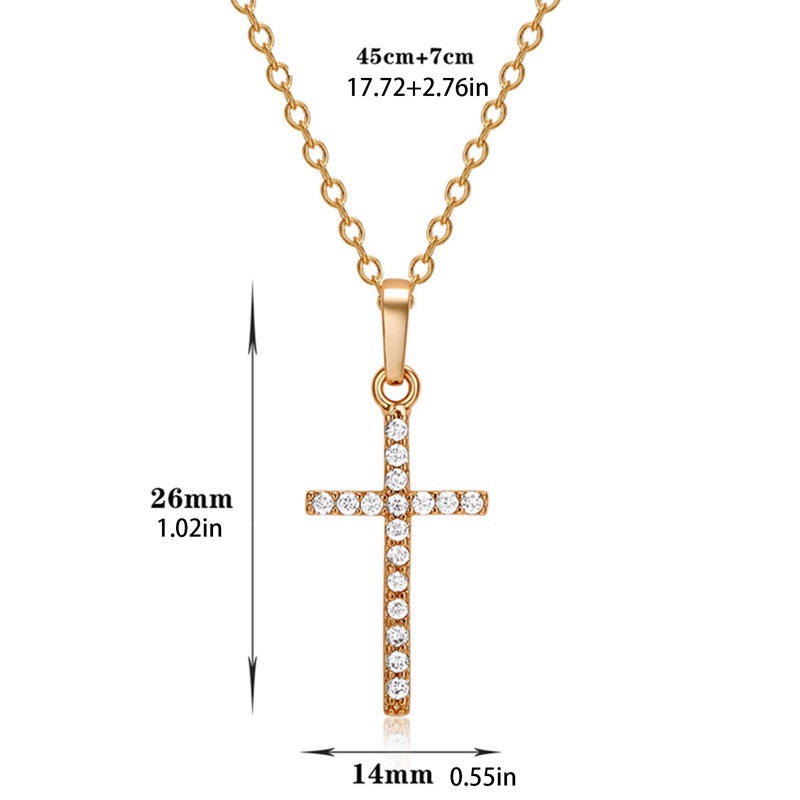 Vòng cổ Mặt Chữ Thập Đính Pha Lê Tối Giản Cho Nam Và Nữ