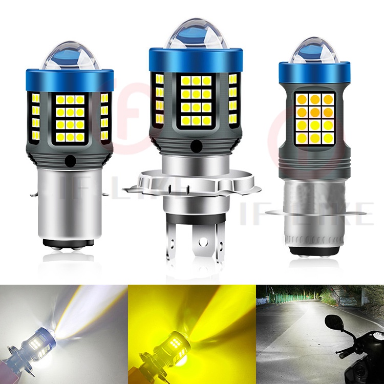 360° Đèn Pha LED T19 P15D H4 H6 DC12V-60V 8000LM Hai Màu Siêu Sáng Dành Cho Xe Mô Tô