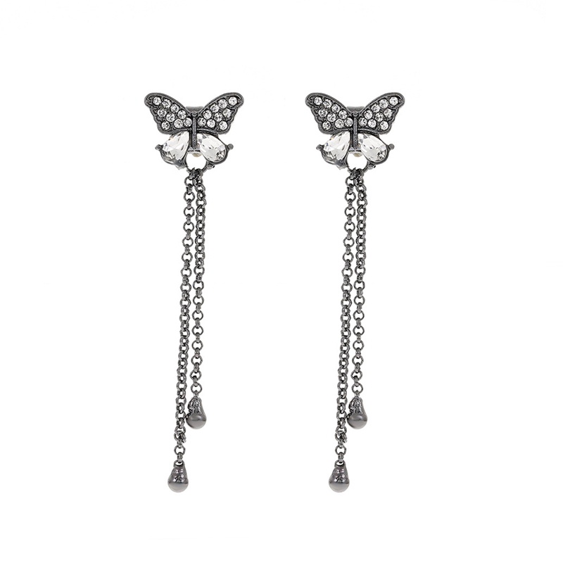 Bông Tai Dài Hình Bướm Đính Đá Zircon Sang Trọng Dành Cho Nữ