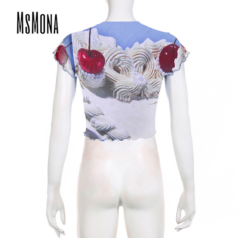 Áo Thun Tay Ngắn Cổ Tròn Dáng Ôm In Họa Tiết Thời Trang 2023 Cho Nữ