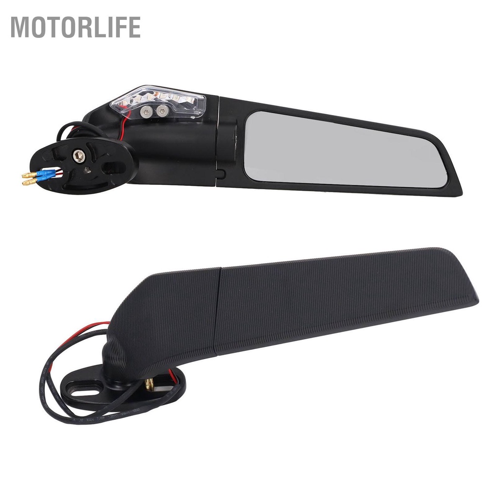 Motorlife Xe Máy Thể Thao Trái Bên Phải Cánh Gương Xoay Chiếu Hậu Có Đèn LED Thay Thế Cho Ninja 250 300 H2 H4