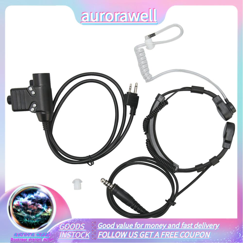 Aurorawell U94 PTT Adapter Hands Free Push to Talk Adapter Cable with Throat Mic Earpiece Suitable for Alan for Midland