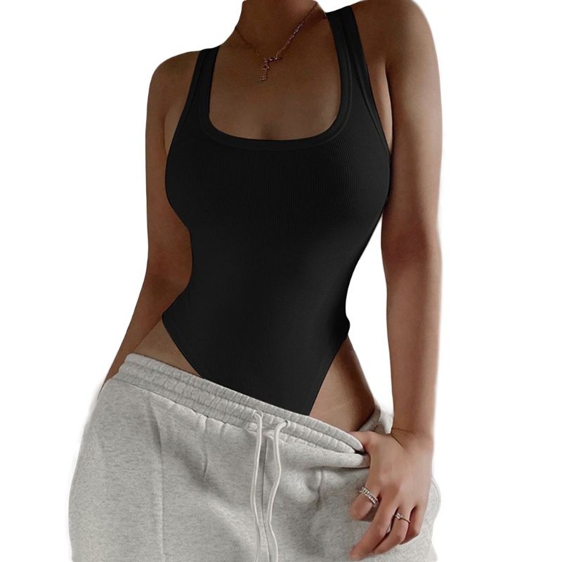 Xiangbao Bộ Áo Liền Quần Thể Thao Dệt Kim Ôm Dáng Không Tay Có Gân Cho Nữ