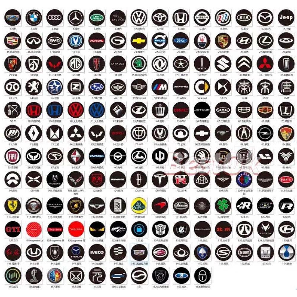 Set 50 Logo 14MM Đính Pha Lê Trang Trí Chìa Khóa Điều Khiển Từ Xa