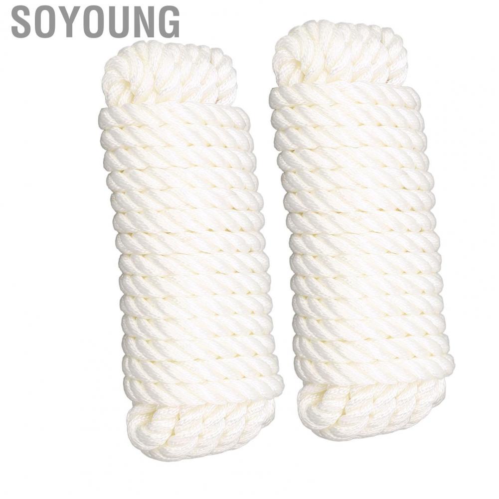Soyoung Dock Line  25FT Length 1/2in Diameter White Nylon for Water Crafts