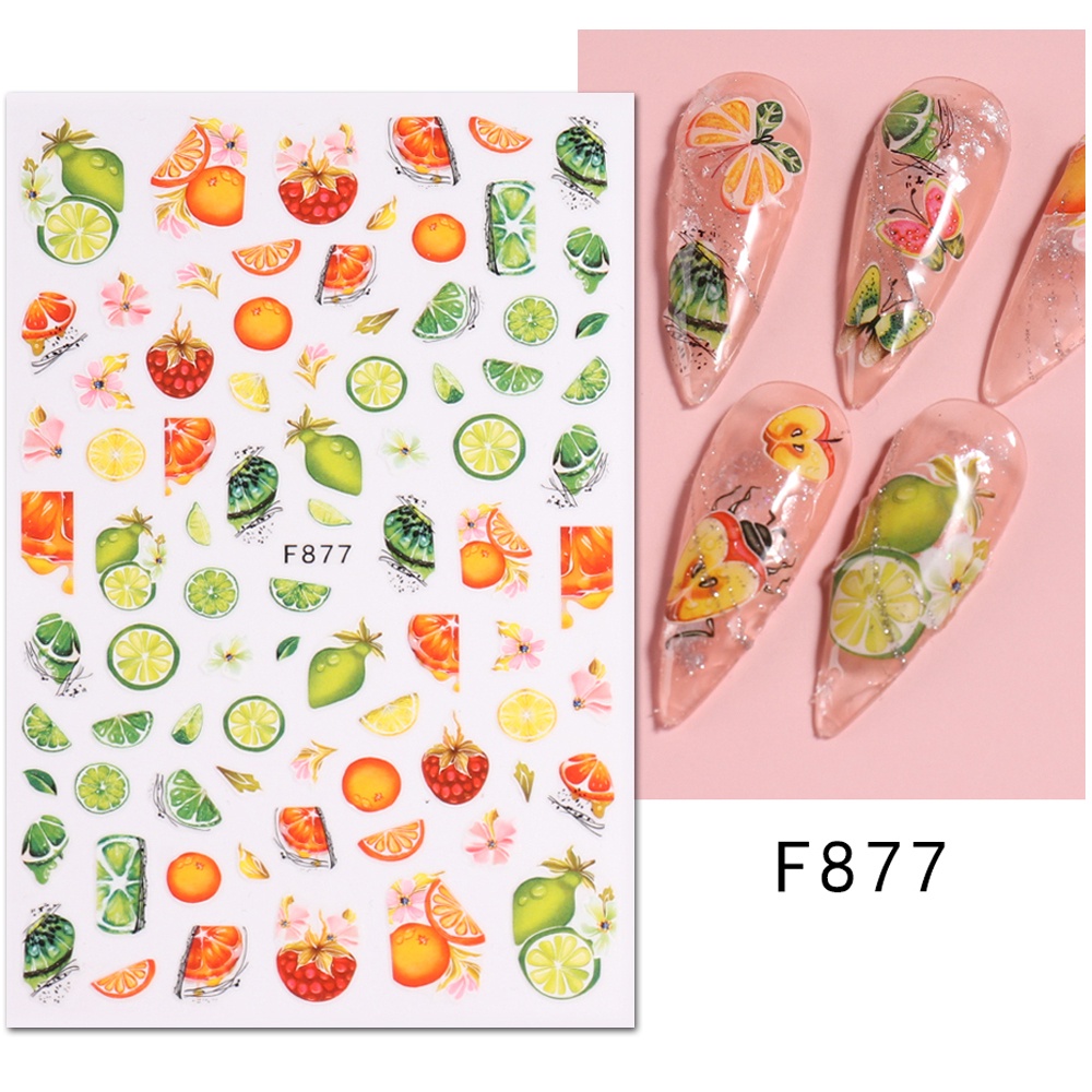 Nhãn Dán Móng Tay 3d Họa Tiết Trái Cây Hoạt Hình Dễ Thương