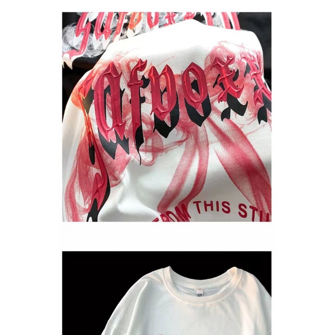 Áo Thun Tay Ngắn Dáng Rộng In Chữ Thắt Nơ Phong Cách Đường Phố Hong Kong Cho Nữ