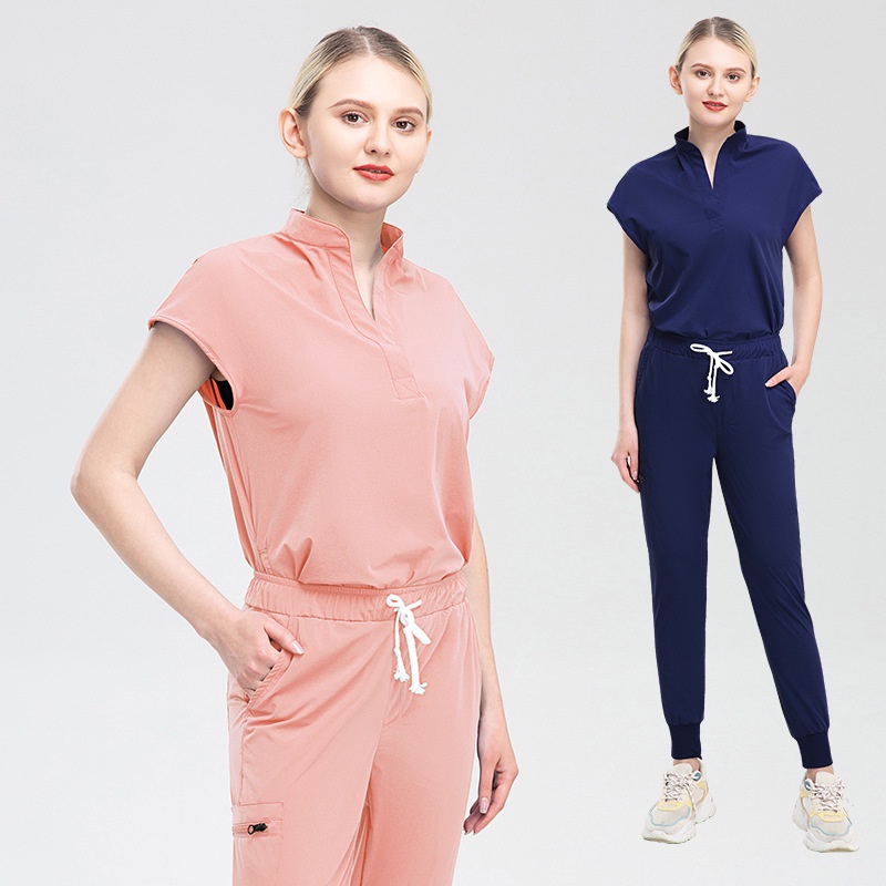 Mới Set Áo Thun Ngắn Tay Có Túi + Quần Dây Rút Thời Trang Nữ Y Tá / Bác Sĩ Y Tá
